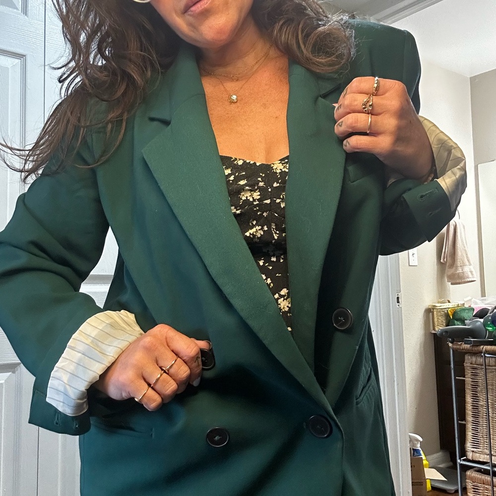Maeve by Anthropologie Oversized Dark Green Blazer